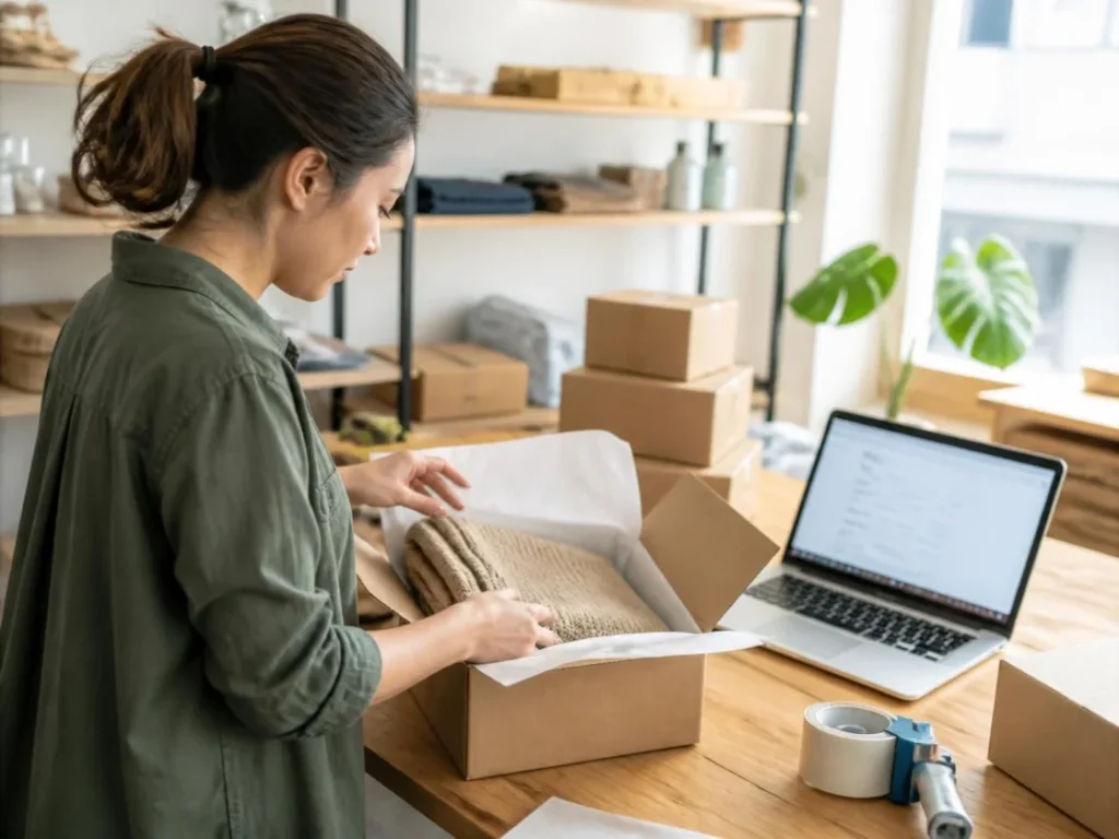 An online retailer manages orders and payments from a laptop