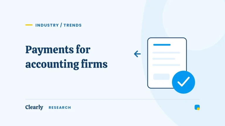 Payments for accounting firms, illustrated with an invoice and payment confirmation.